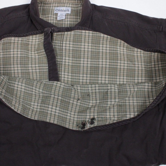 Vtg Carhartt Button Up Chore Jacket Blanket Lined 4 Pocket Union Brown Size 3XL - Picture 12 of 15